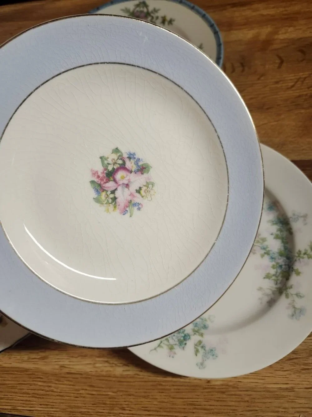Mismatched Lunch or Salad Plates ~Blues~ Porcelain China Set of 4